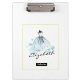 Chic Girly Modern Flowers Blue Dress Klembord (Voorkant)