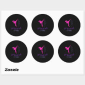 Chic Girly Modern Silhouette Black Pink Karate Ronde Sticker (Vel)