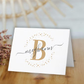 Chic Girly Modern White Gold Name Script Monogram Bedankkaart