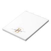 Chic Girly Modern White Gold Name Script Monogram Notitieblok (Linkerzijde)