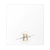 Chic Girly Modern White Gold Name Script Monogram Notitieblok (Voorkant)
