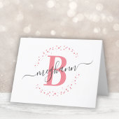 Chic Girly Modern White Roze Name Script Bedankkaart