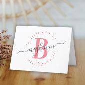 Chic Girly Modern White Roze Name Script Bedankkaart