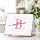 Chic Girly Modern White Roze Name Script Bedankkaart