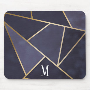 Chic Girly Paars & Gold Abstract monogram Muismat