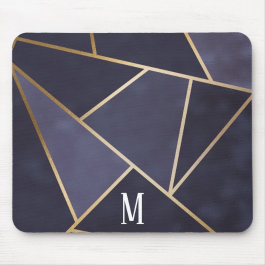 Chic Girly Paars & Gold Abstract monogram Muismat (Voorkant)