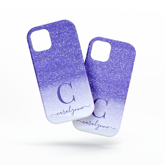 Chic Girly Paars Ombre Sparkle Glitter Case-Mate iPhone Case