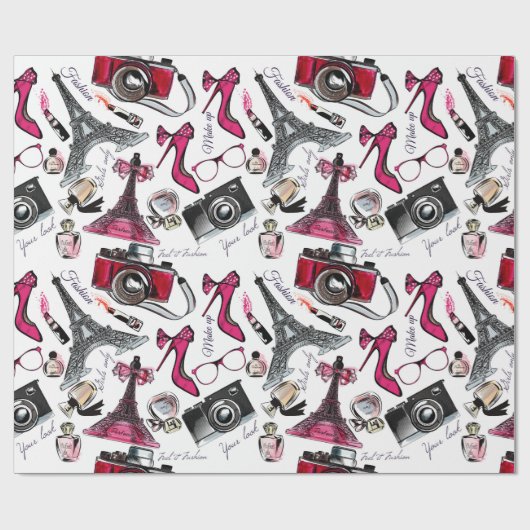 Chic Girly Paris Mode Cadeaupapier (Vlak)