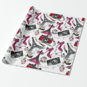Chic Girly Paris Mode Cadeaupapier (Uitgerold)