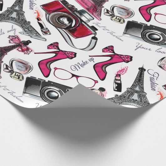 Chic Girly Paris Mode Cadeaupapier (Hoek)