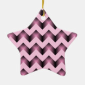 Chic Girly Patroon Monogram roos Roze Chevron Keramisch Ornament (Achterkant)