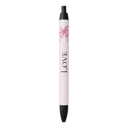 Chic Girly Pink Bow Zwarte Inkt Pen (Voorkant Verticaal)