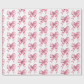 Chic Girly Pink Bows Birthday Cadeaupapier (Vlak)