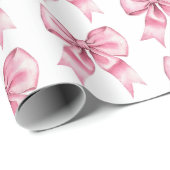 Chic Girly Pink Bows Birthday Cadeaupapier (Rol Hoek)