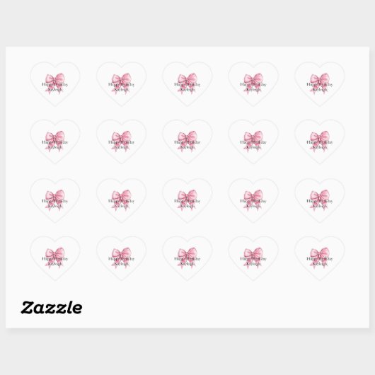Chic Girly Pink Bows Verjaardag Hart Sticker (Vel)