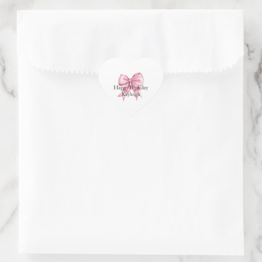 Chic Girly Pink Bows Verjaardag Hart Sticker (Tas)