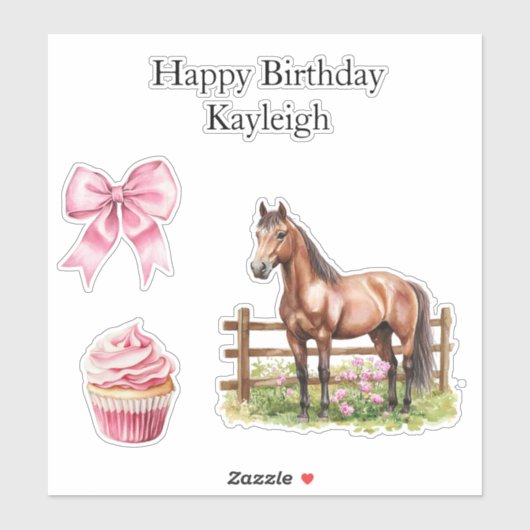 Chic Girly Pink Bows Verjaardag Sticker (Vel)