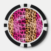 Chic Girly Pink Cream Leopard Print Poker Chips (Voorkant)