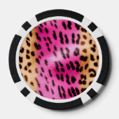 Chic Girly Pink Cream Leopard Print Poker Chips (Achterkant)