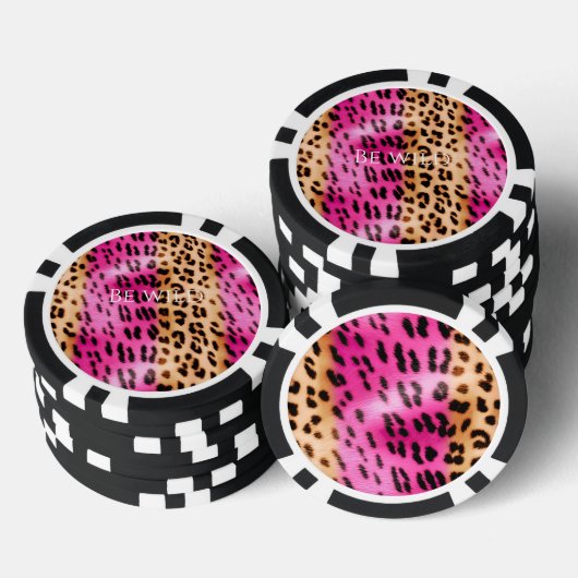 Chic Girly Pink Cream Leopard Print Poker Chips (Opstapeling)