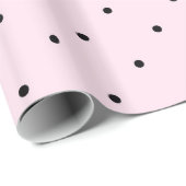 Chic Girly Pink en Black Polka Dots Cadeaupapier (Rol Hoek)