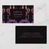 Chic Girly Pink en Paars Ornamental Visitekaartje (Voorkant / Achterkant)