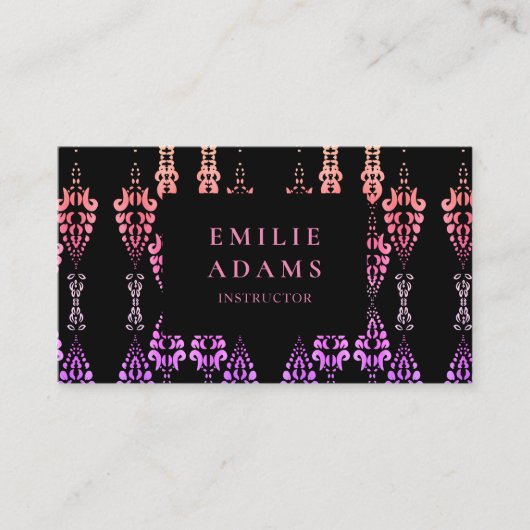 Chic Girly Pink en Paars Ornamental Visitekaartje (Voorkant)