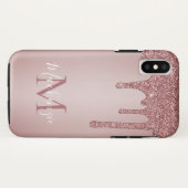 Chic Girly Pink Glitter Drift Monogram Case-Mate iPhone Case (Achterkant (horizontaal))