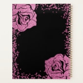 Chic Girly Pink Glitter Roos Black Persoonlijk Planner (Achterkant)