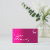 Chic Girly Pink Glitter Stars met Logo en foto Visitekaartje (Staand voorkant)