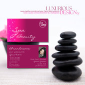 Chic Girly Pink Glitter Stars met Logo en foto Visitekaartje