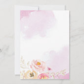 Chic Girly Pink & Gold Floral Waterverf Wedding Kaart (Achterkant)