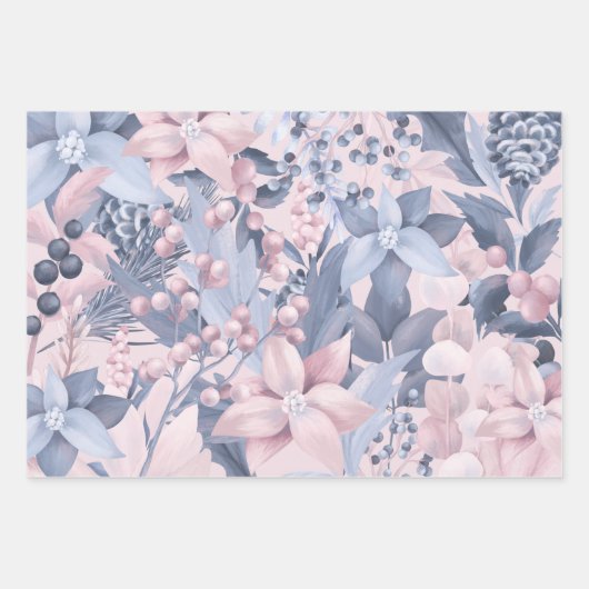 Chic Girly Pink & Grey Kerstfeestdag Inpakpapier Vel (Voorkant)