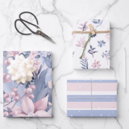 Chic Girly Pink & Grey Kerstfeestdag Inpakpapier Vel