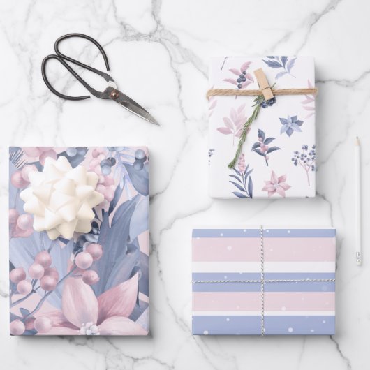 Chic Girly Pink & Grey Kerstfeestdag Inpakpapier Vel (Voorkant)