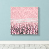 Chic Girly Pink Leopard animal print Glitter Afbee (Insitu (Houten vloer))