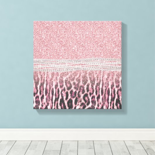 Chic Girly Pink Leopard animal print Glitter Afbee (Insitu (Houten vloer))