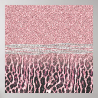 Chic Girly Pink Leopard animal print Glitter Afbee