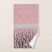 Chic Girly Pink Leopard animal print Glitter Afbee Bad Handdoek (Handdoek)