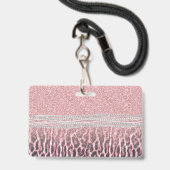 Chic Girly Pink Leopard animal print Glitter Afbee Badge (Achterkant met lanyard)