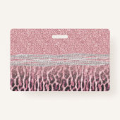 Chic Girly Pink Leopard animal print Glitter Afbee Badge (Achterkant)
