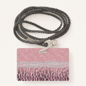 Chic Girly Pink Leopard animal print Glitter Afbee Badge (Achterkant met draagriem)