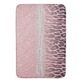 Chic Girly Pink Leopard animal print Glitter Afbee Badmat (Voorkant Verticaal)