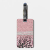 Chic Girly Pink Leopard animal print Glitter Afbee Bagagelabel (Achterkant verticaal)