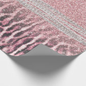 Chic Girly Pink Leopard animal print Glitter Afbee Cadeaupapier (Hoek)