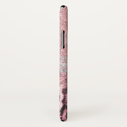 Chic Girly Pink Leopard animal print Glitter Afbee Case-Mate iPhone Case (Achterkant / rechts)