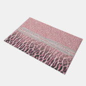 Chic Girly Pink Leopard animal print Glitter Afbee Deurmat (Schuin)