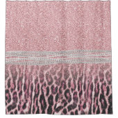Chic Girly Pink Leopard animal print Glitter Afbee Douchegordijn (Voorkant)