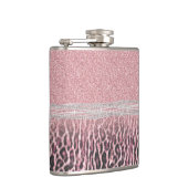 Chic Girly Pink Leopard animal print Glitter Afbee Heupfles (Rechts)
