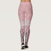 Chic Girly Pink Leopard animal print Glitter Afbee Leggings (Achterkant)